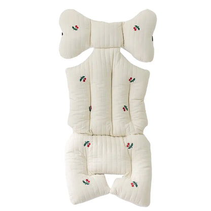 ベビーカー クッション 綿100% 天然染料 赤ちゃん用ヘッドサポート リボン型サポート 衝撃吸収クッション ベルト対応デザイン 取り付け簡単 洗濯機OK 新生児サポートシート