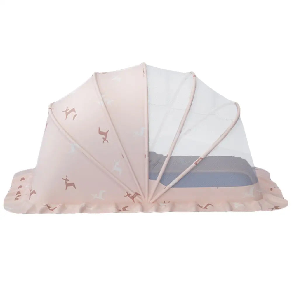 ベビー蚊帳 折りたたみ式 虫除け メッシュ構造 日除け付き 通気性抜群 赤ちゃん寝具 コンパクト収納 フリルデザイン お昼寝布団対応 室内アウトドア兼用