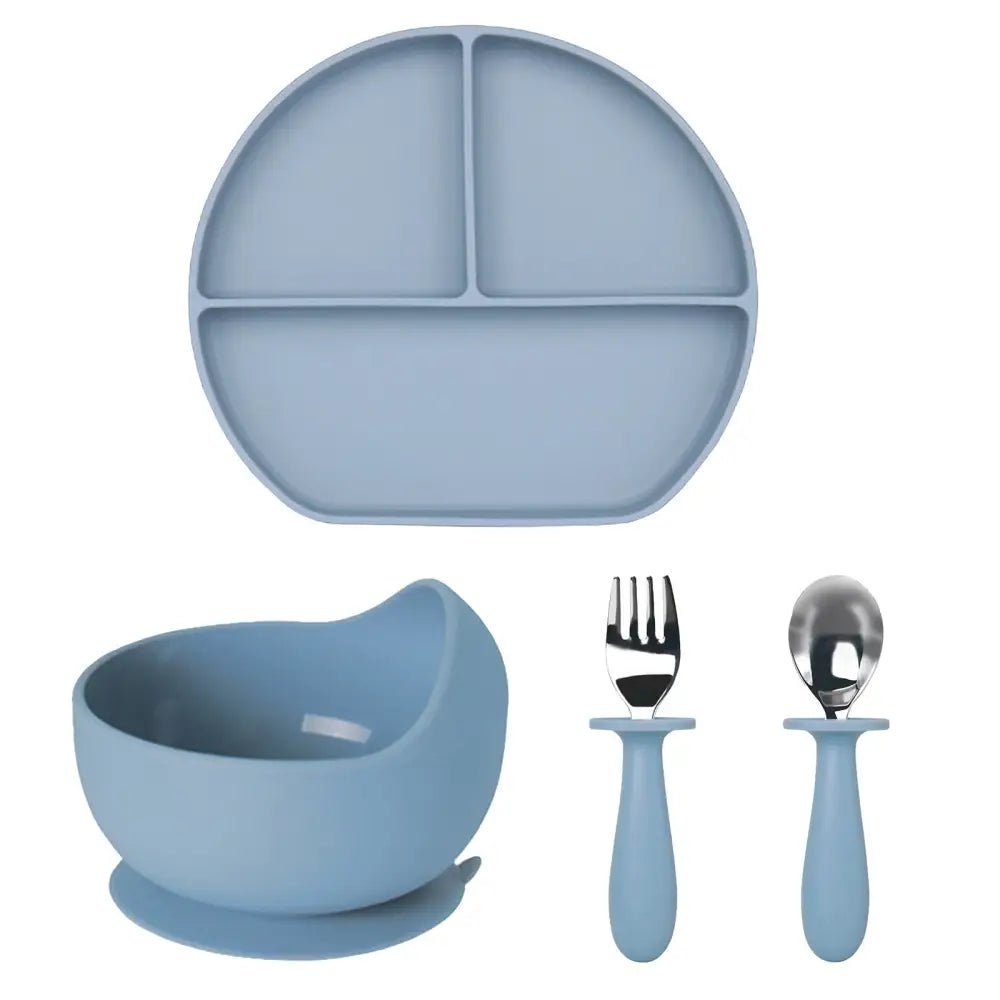赤ちゃん シリコン 食器セット プレート ボウル 吸盤付き スプーン フォーク 離乳食 初期 中期 後期 キッズ ベビー 自分で食べる 練習 食事サポート 耐熱 食洗機対応 安全素材