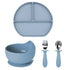 赤ちゃん シリコン 食器セット プレート ボウル 吸盤付き スプーン フォーク 離乳食 初期 中期 後期 キッズ ベビー 自分で食べる 練習 食事サポート 耐熱 食洗機対応 安全素材
