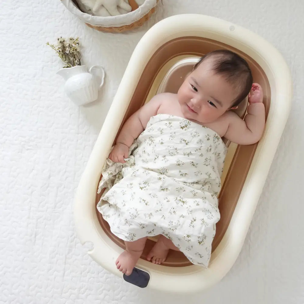 赤ちゃん　ベビーバス　折りたたみ　沐浴　省スペース　収納　新生児　クッション　ネット　チェア　ナチュラルカラー　グレー　ベージュ　水遊び　便利　お風呂　バスタイム　育児　コンパクト　多用途