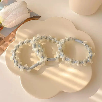 ヘアゴム オーガンジーリボン パステルカラー 透け感 上品 しっかり固定 4本ゴム構造 親子兼用 キッズ ヘアアクセサリー 学校 保育園 ドレスアップ