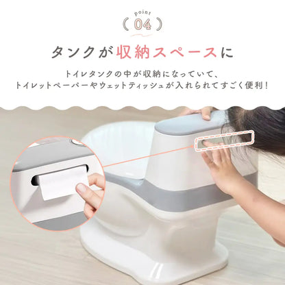 子ども用トイレ　トイレトレーニングおまる　リアルデザインおまる　トイレ練習玩具　こどもトイレしつけ　フタ付きおまる　流水音付きトイレおもちゃ　滑り止め付きベビートイレ　取り外し可能おまるポット　やわらか便座おまる