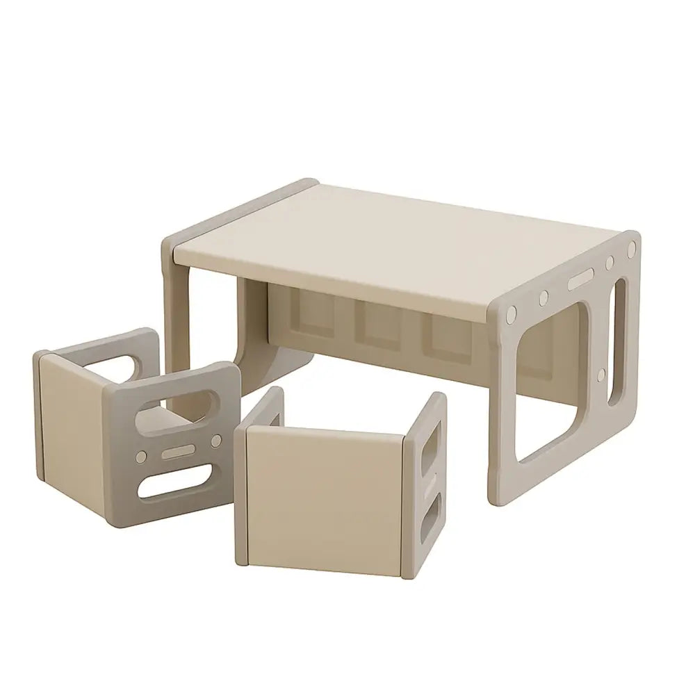 キッズデスクチェア　子ども用学習机　多機能デスクセット　収納付きキッズチェア　プレイテーブル　耐荷重ベンチ　折りたたみデスク　お片付けしやすい家具　プラスチック子供家具　成長対応デスク