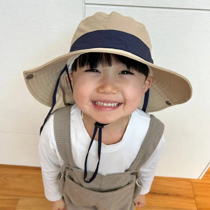 紫外線対策 UVカット99.9% UPF50+ 子供用帽子 広いつば 日よけフラップ 接触冷感 メッシュ通気 サイズ調整可能 あご紐付き 風対策 ノンホルマリン 安心素材 快適な被り心地