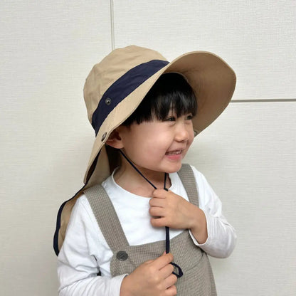 紫外線対策 UVカット99.9% UPF50+ 子供用帽子 広いつば 日よけフラップ 接触冷感 メッシュ通気 サイズ調整可能 あご紐付き 風対策 ノンホルマリン 安心素材 快適な被り心地