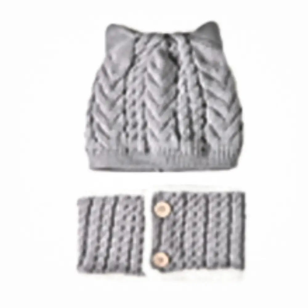 ベビー冬用ニット帽 ネックウォーマーセット 防寒 あったか モコモコ ボア裏地 耳付きデザイン キッズ帽子 子ども 冬小物 5色展開 プレゼント おしゃれ 暖かい