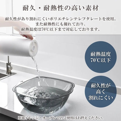 アクリルボウル　高級感バスボウル　透明湯桶　おしゃれ洗面ボウル　持ち手付きボウル　吊るせる水切りボウル　耐熱アクリル洗面器　割れにくい浴室ボウル　キッチン多用途ボウル　衛生的バスグッズ