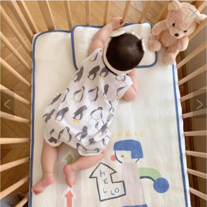 スリーパー ベビー ガーゼ 綿100% ダブルガーゼ 2WAY ロンパース ベスト 赤ちゃん 寝冷え防止 前開き 新生児 キッズ 通気性 吸水性 敏感肌 出産祝い パジャマ 冷え対策
