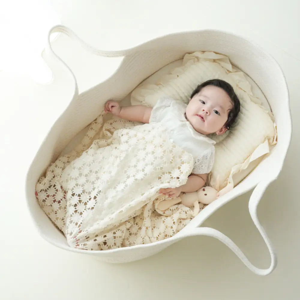 ベビー用クーハン 持ち運び便利 厚手マット付き 新生児 寝具 コットン素材 折りたたみ収納 かわいいデザイン 出産祝い 赤ちゃん 安心設計