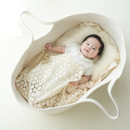 ベビー用クーハン 持ち運び便利 厚手マット付き 新生児 寝具 コットン素材 折りたたみ収納 かわいいデザイン 出産祝い 赤ちゃん 安心設計