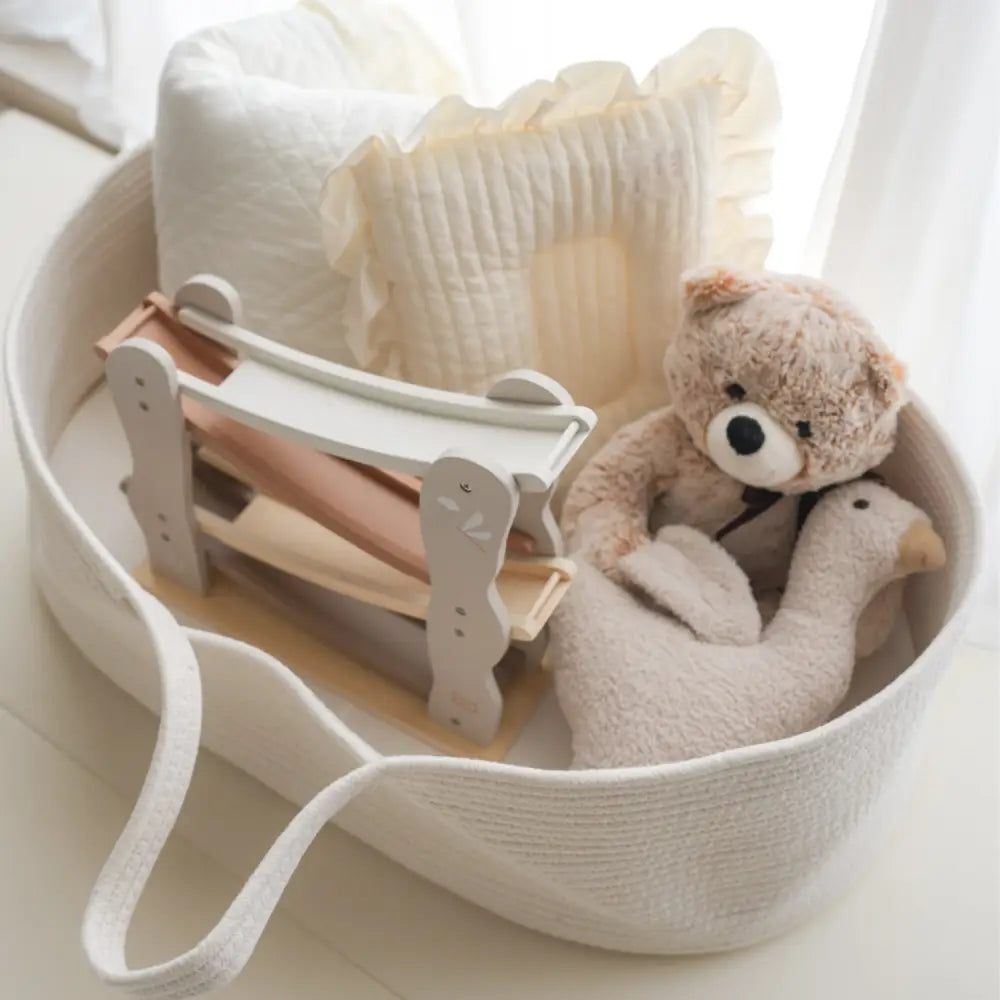 ベビー用クーハン 持ち運び便利 厚手マット付き 新生児 寝具 コットン素材 折りたたみ収納 かわいいデザイン 出産祝い 赤ちゃん 安心設計