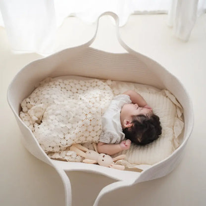 ベビー用クーハン 持ち運び便利 厚手マット付き 新生児 寝具 コットン素材 折りたたみ収納 かわいいデザイン 出産祝い 赤ちゃん 安心設計