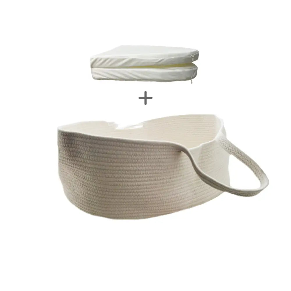 ベビー用クーハン 持ち運び便利 厚手マット付き 新生児 寝具 コットン素材 折りたたみ収納 かわいいデザイン 出産祝い 赤ちゃん 安心設計