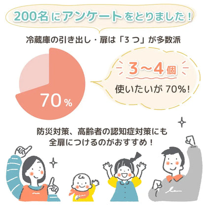 チャイルドロック 冷蔵庫  強力テープ  ベビーロック ドア 扉  後付け  安全  怪我 いたずら 防止 ベビーガード  