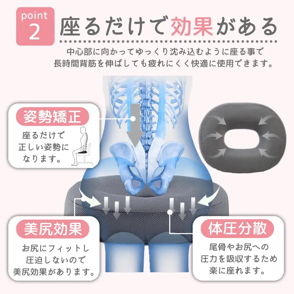 高反発クッション 痔 産後ケア 姿勢改善 骨盤サポート 通気性 メッシュカバー 洗濯可能 デスクワーク お尻の悩み軽減
