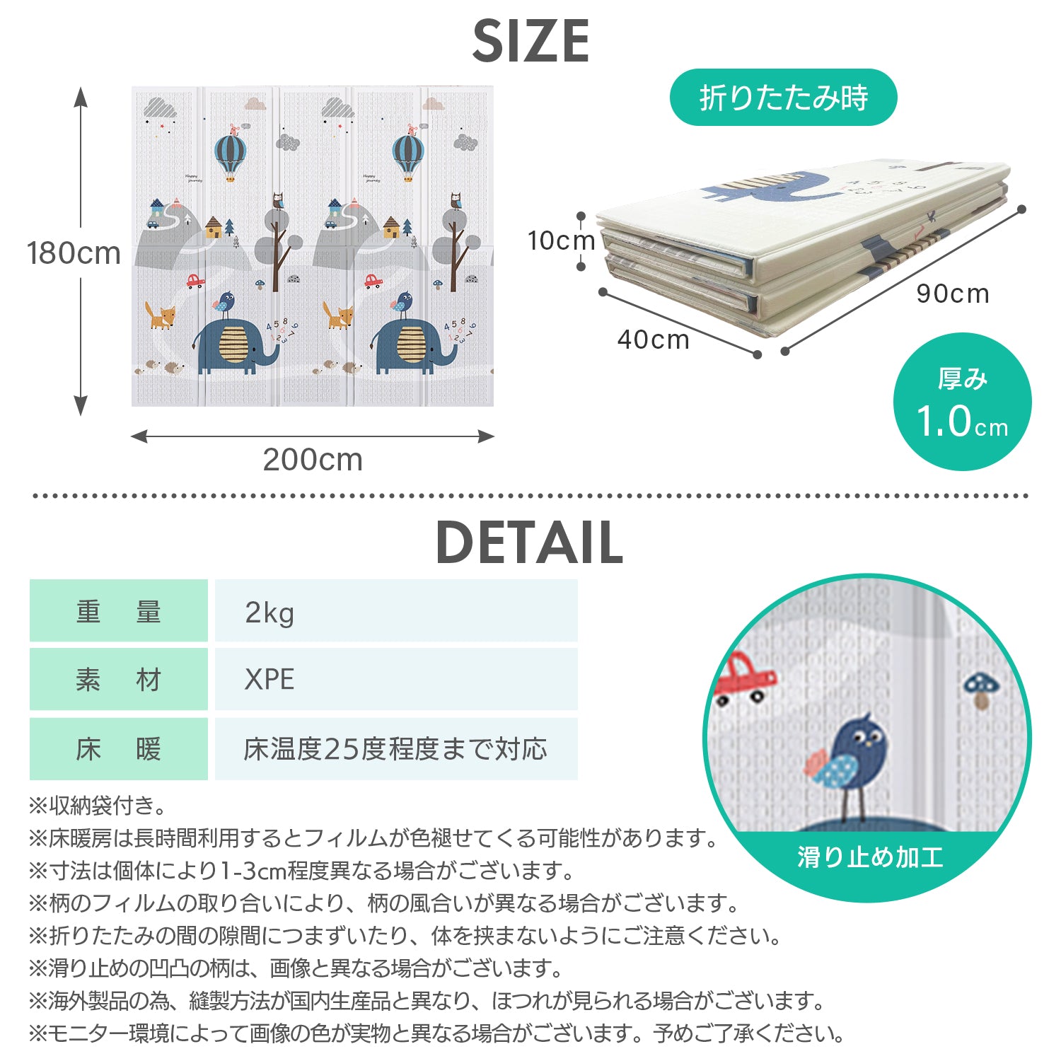 プレイマット 折りたたみ リバーシブル