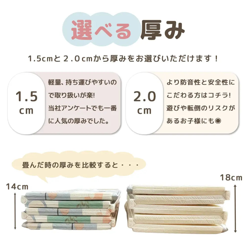 プレイマット 折りたたみ 厚手 防音 防水 ベビーマット XPE リバーシブル 持ち運び 収納袋付き 赤ちゃん キッズ 衝撃吸収 床暖対応 おしゃれ 安全 室内遊び