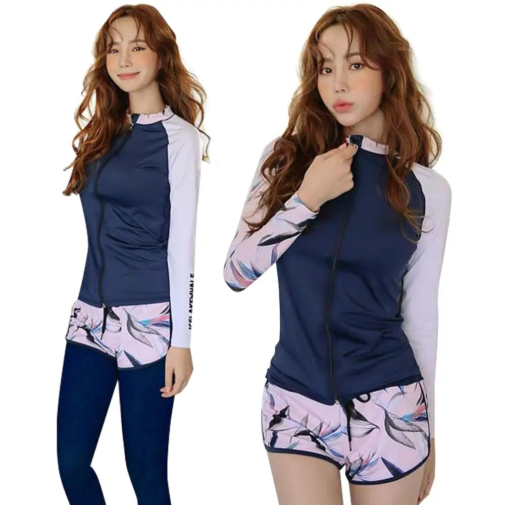 レディース水着　ネイビー|ボタニカル　M～2XL - 水着