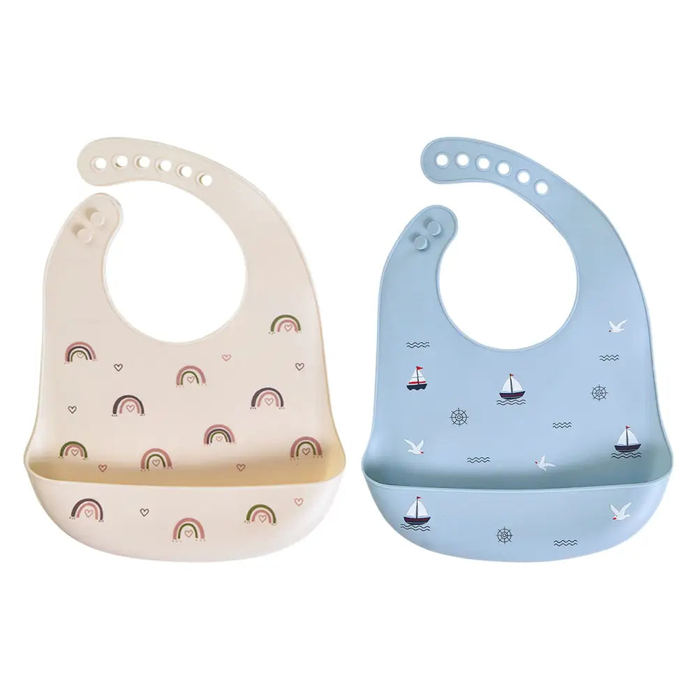 シリコンビブ お食事エプロン ベビー用 食べこぼし防止 立体ポケット付き 軽量 柔らか素材 丸めて収納 お手入れ簡単 防水 汚れにくい 持ち運び便利 離乳食グッズ 赤ちゃん用品