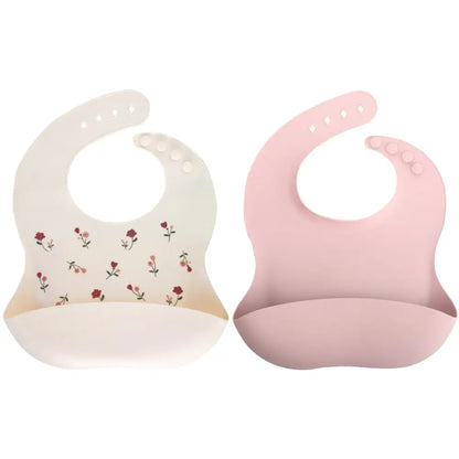 シリコンビブ お食事エプロン ベビー用 食べこぼし防止 立体ポケット付き 軽量 柔らか素材 丸めて収納 お手入れ簡単 防水 汚れにくい 持ち運び便利 離乳食グッズ 赤ちゃん用品