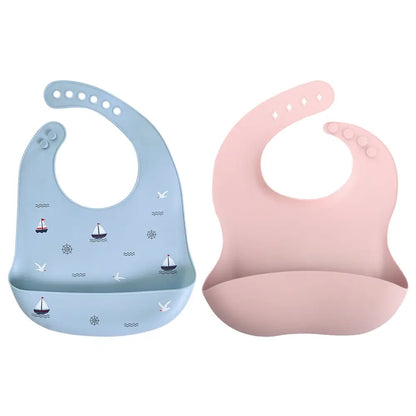 シリコンビブ お食事エプロン ベビー用 食べこぼし防止 立体ポケット付き 軽量 柔らか素材 丸めて収納 お手入れ簡単 防水 汚れにくい 持ち運び便利 離乳食グッズ 赤ちゃん用品