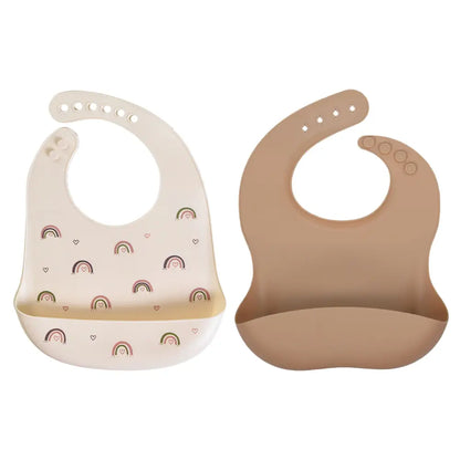 シリコンビブ お食事エプロン ベビー用 食べこぼし防止 立体ポケット付き 軽量 柔らか素材 丸めて収納 お手入れ簡単 防水 汚れにくい 持ち運び便利 離乳食グッズ 赤ちゃん用品