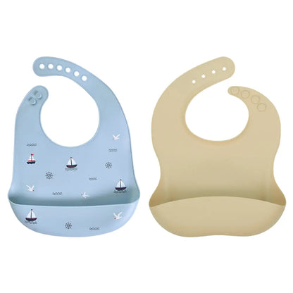 シリコンビブ お食事エプロン ベビー用 食べこぼし防止 立体ポケット付き 軽量 柔らか素材 丸めて収納 お手入れ簡単 防水 汚れにくい 持ち運び便利 離乳食グッズ 赤ちゃん用品