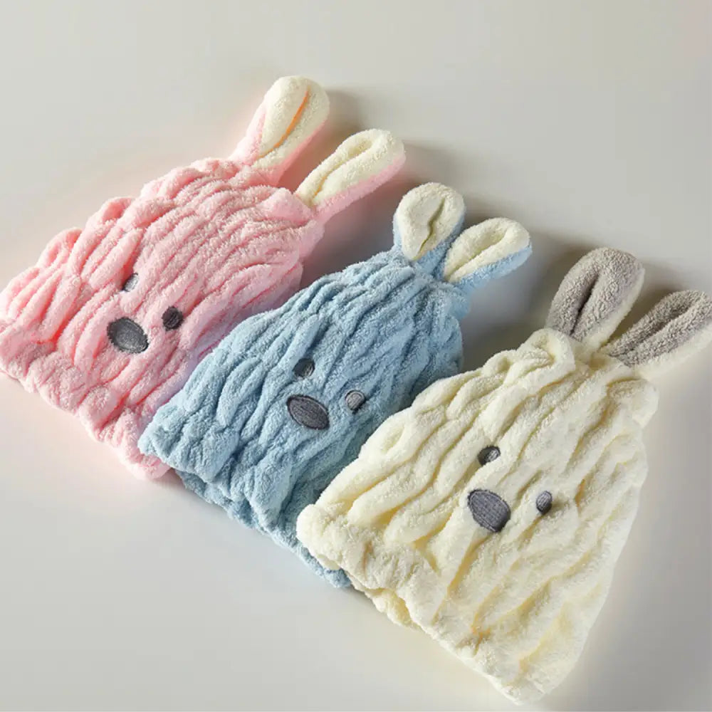 ヘアキャップ 吸水速乾 ふわふわ素材 優しい肌触り ドライ時間短縮 寝癖防止 伸縮ゴム 家族兼用 軽量 携帯便利