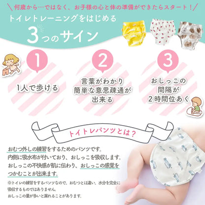トレーニングパンツ 3枚セット 6層ガーゼ 男の子 女の子 90 100 2サイズ おねしょパンツ 防水層  トレパン トイレトレーニング パンツ トイトレパンツ  保育園 通気性 可愛い おしゃれ 赤ちゃん ベビー　コットン　綿100％