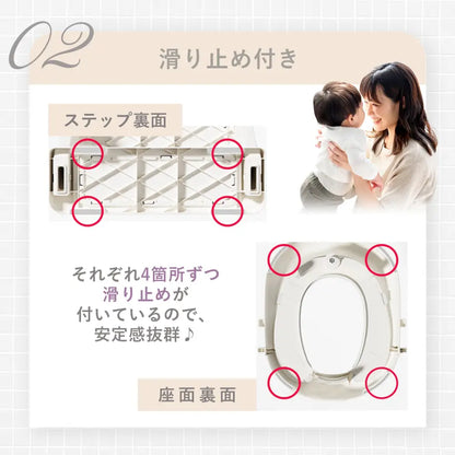 トイレトレーニング補助便座　ステップ付き補助便座　高さ調整可能トイトレ補助便座　折りたたみ式子ども便座　安定感抜群トイレステップ　滑り止め付き補助トイレ　角度調整可能トイレステップ　自立練習用便座　省スペース設計補助便座　子ども用トイレトレーニングチェア