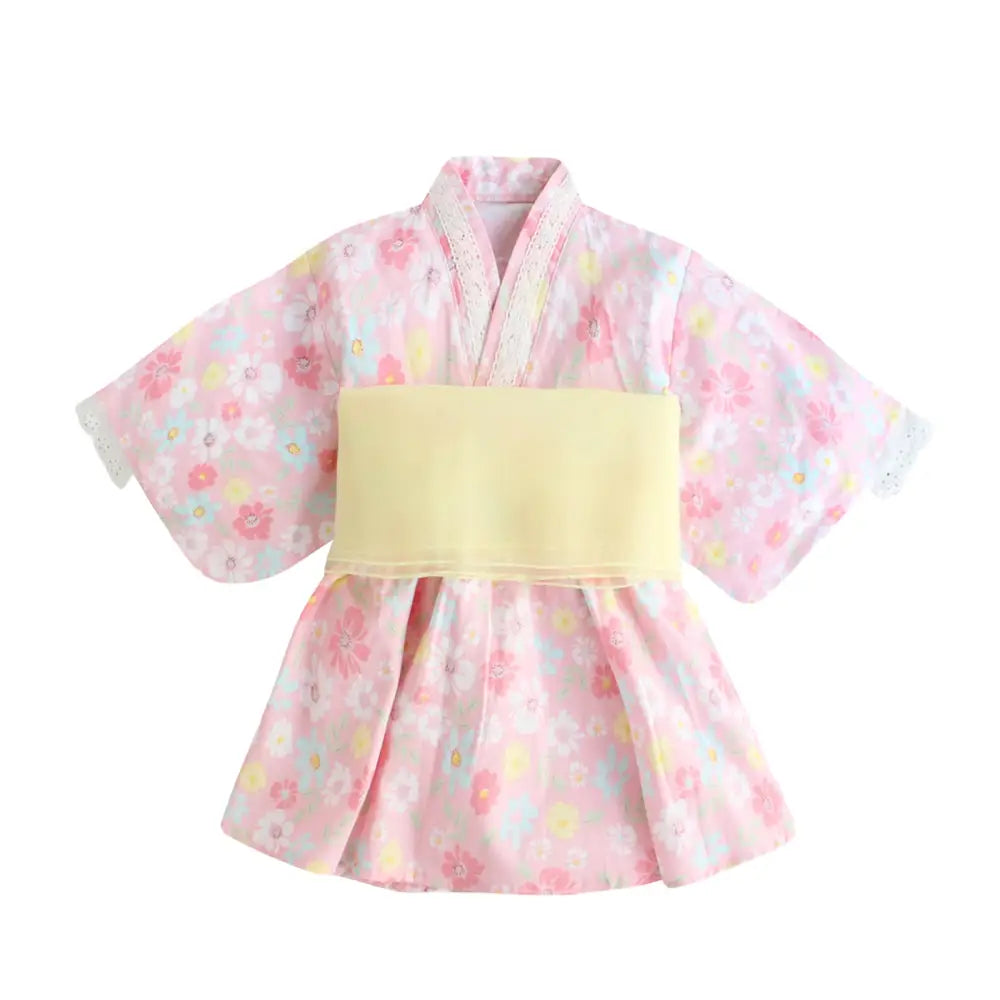 キッズ浴衣 ワンピース浴衣 子供浴衣 女の子 浴衣ドレス セパレート浴衣 2点セット シフォン帯 綿100% コットン 夏祭り 花火大会 盆踊り 発表会 記念撮影 着付け不要 洗濯機OK かわいい おしゃれ 和装 子供服